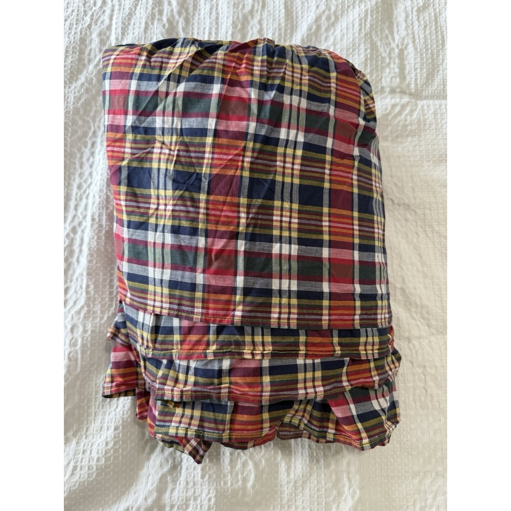 Ralph Lauren Red Navy Plaid Bed Skirt - Picture 7 of 12